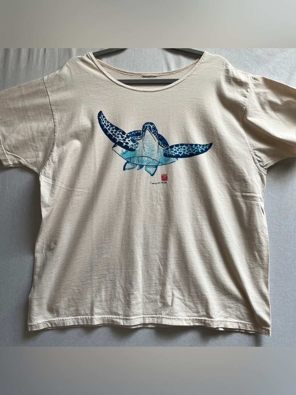 Crazy Shirts Hawaii Coconut Dyed Blue Sea Turtle Graphic Tee Sz XL